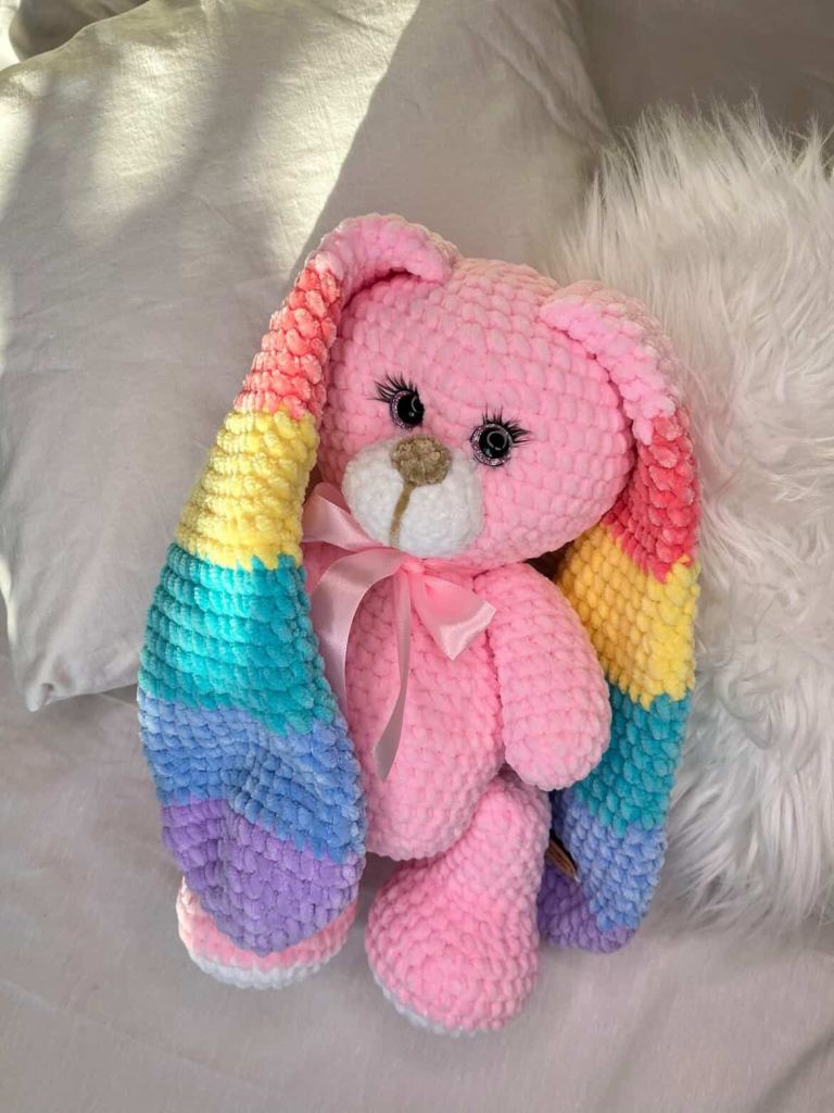 Bunny 35 cm, handmade, made from plush yarn