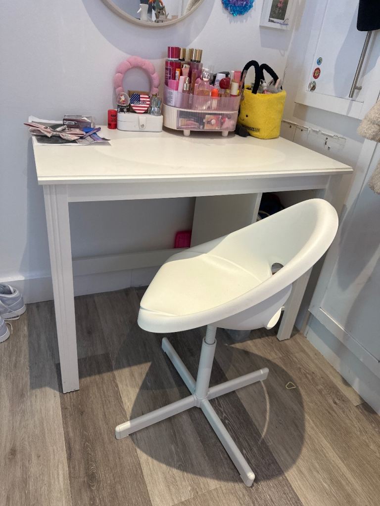 IKEA White Dressing Table with Swivel Chair