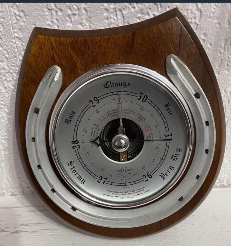 Shortland Bowen SB Barometer Horse Shoe Wooden Wall Hanging Vintage Lovely Piece 
