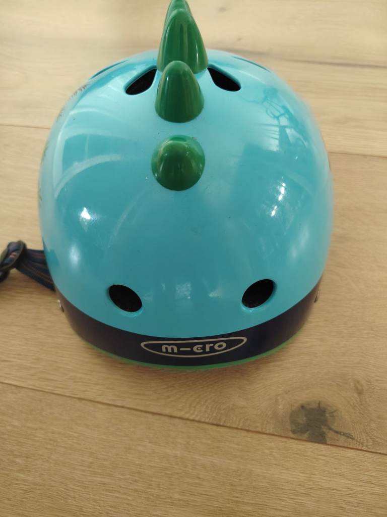 Micro Kids Small Bike/Scooter Helmet - Blue with Dinosaur Design