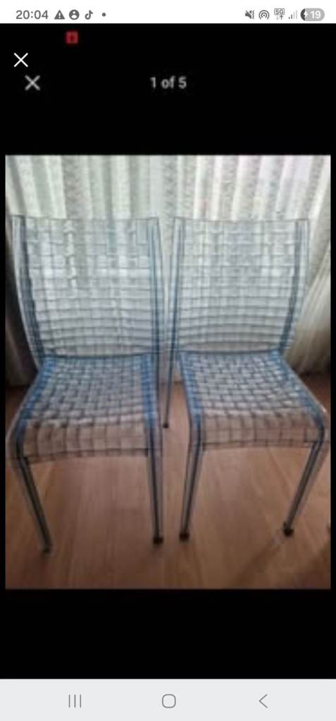 Pair of Clear Plastic Woven Effect Dining Chairs