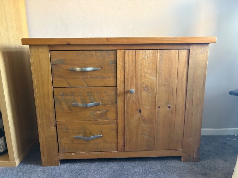 Oak cabinet and drawers