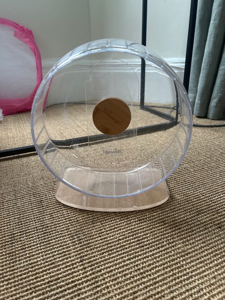 Hamster wheel and hides 