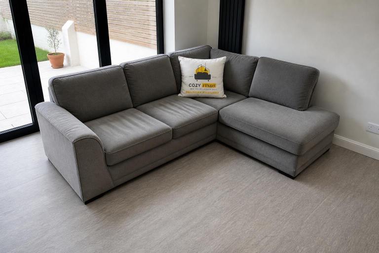 Large DFS Grey Corner Sofa – Modern, Spacious & Comfortable – Delivery Available