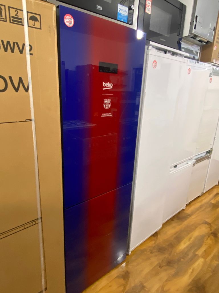 NEW RRP £699!! Limited Edition Barcelona Fridge Freezer - Blue/Purple/Red Frost Free
