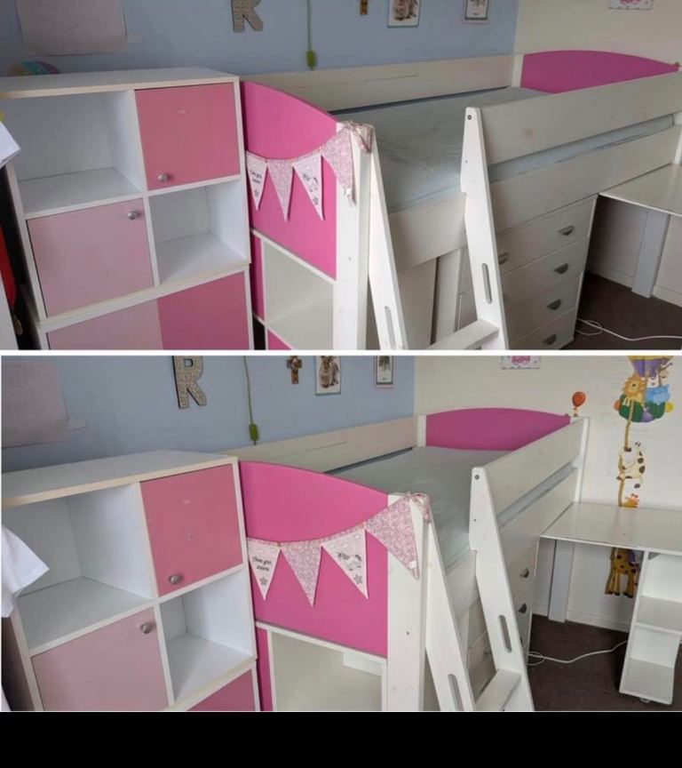 Two Stompa Wooden Mid Sleeper Single Beds - Great Condition