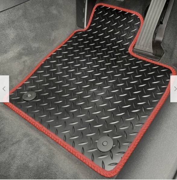 VAUXHALL ASTRA K (MK 7) PREMIUM RUBBER CUSTOM FIT FRONT & REAR MAT SET- RED STITCHED BORDER