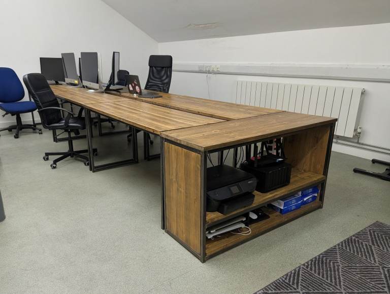 Wooden and Metal desks (Built as a single unit - selling individually)