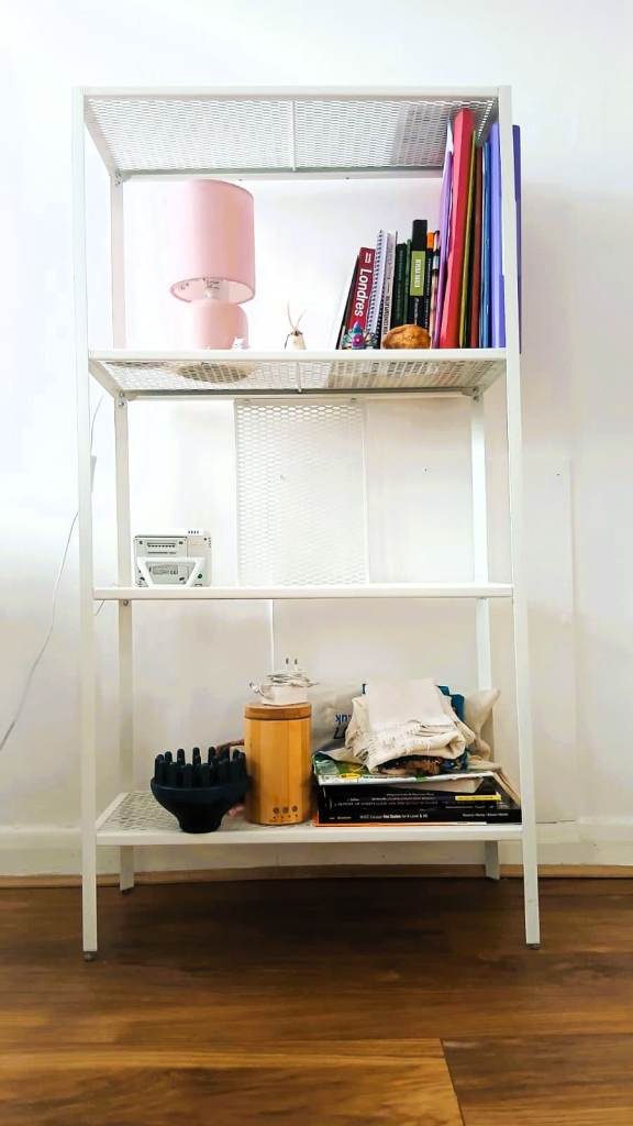 White Metal Bookshelf/Storage Unit – 1 year old.