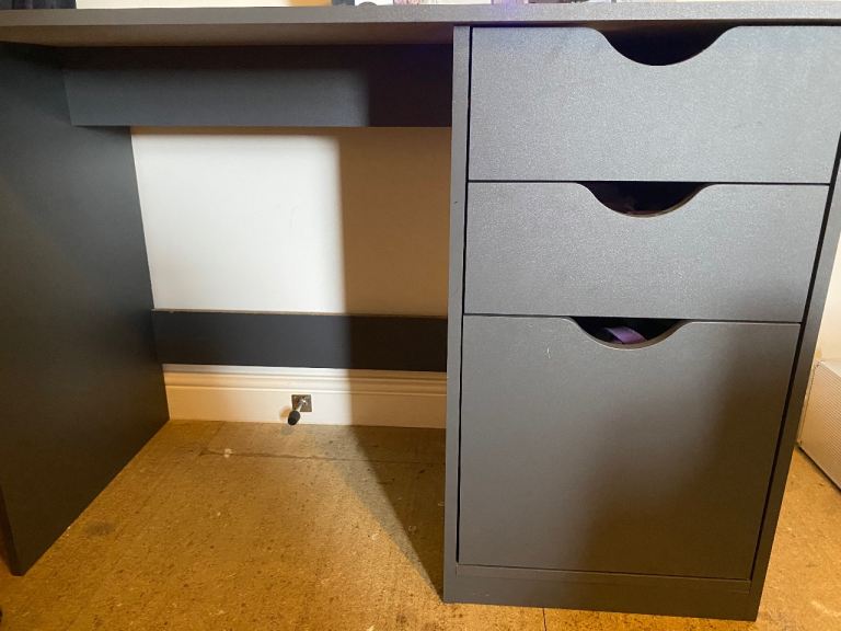 Grey Desk with 3 Drawers – Good Condition