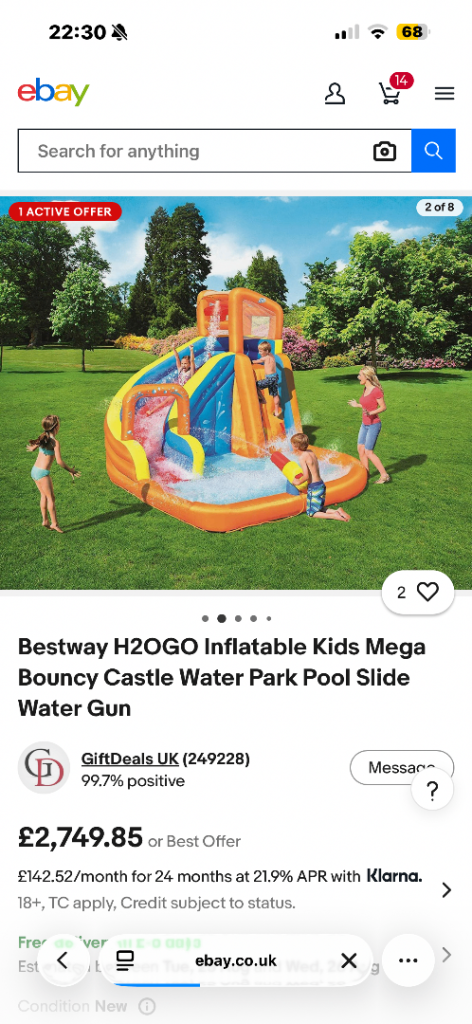 Bestway H2OGO Inflatable Kids Mega Bouncy Castle Water Park Pool Slide Water Gun'