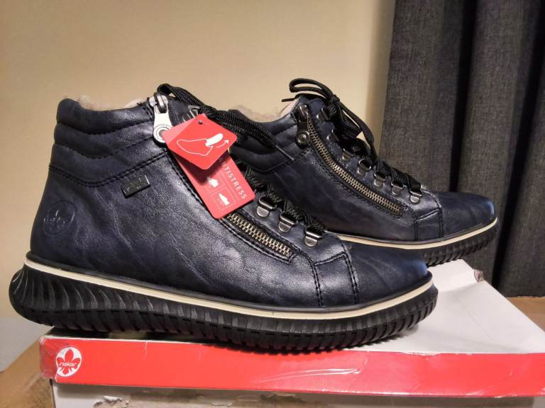 Rieker Cordula navy Blue Twin Zipped Sneaker Boots, Brand New. 