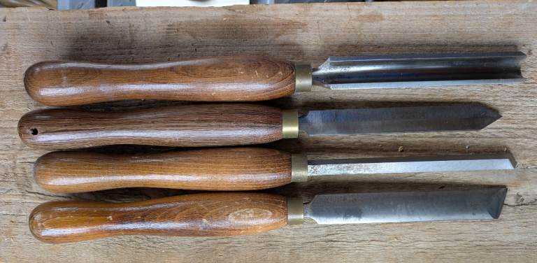 Set of 4 Quality HSS Tooling Wood Turning Chisels (Sheffield) – Good Condition