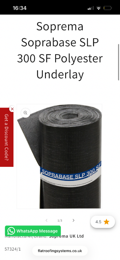 Roofing felt underlay 