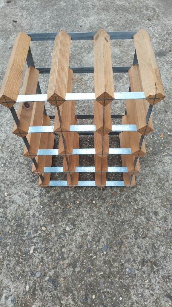 12 bottle wine rack wood metal kitchen cellar garden bbq party etc