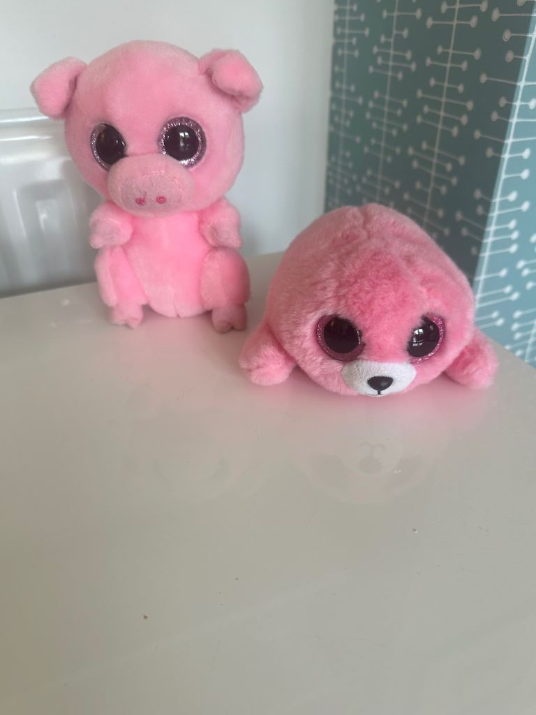 TY Beanies Boos Posey The Pig And Pierre The Seal Plush Soft Toys