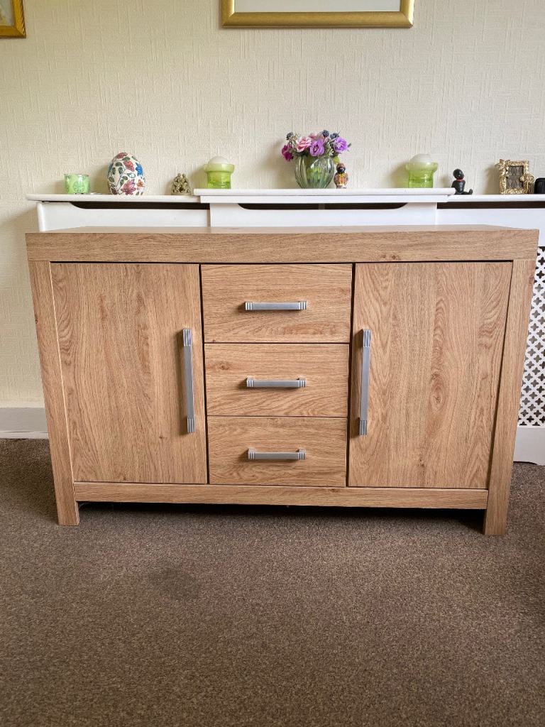 Oak Effect Sideboard with Drawers and Cupboards
