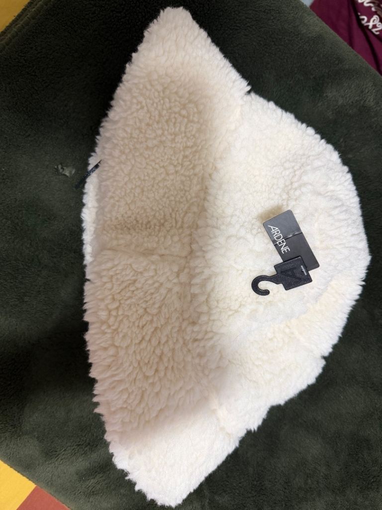 New Cream Faux Shearling Bucket Hat with Tags