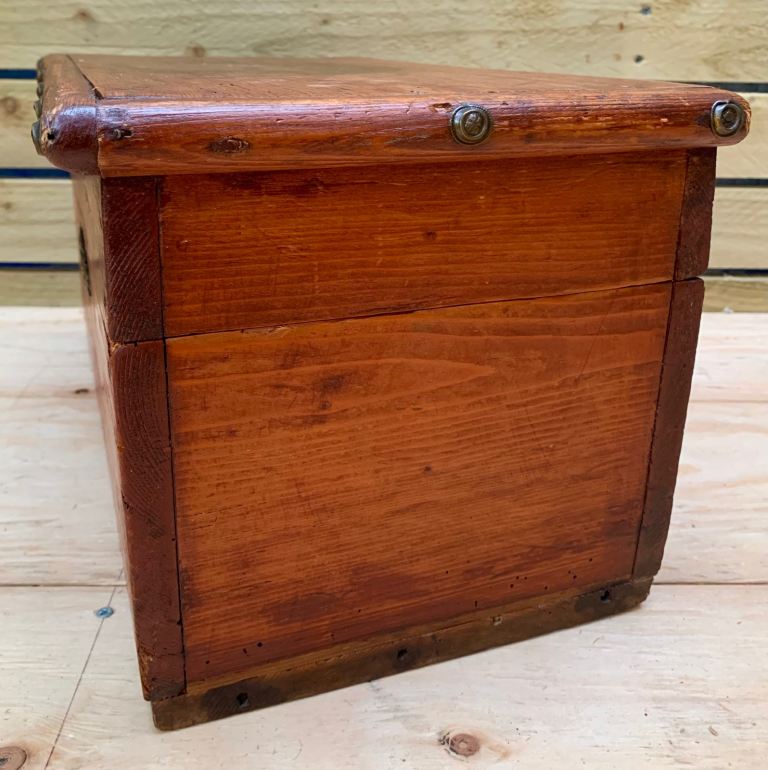Small Antique Pine Hobby Craft Sewing Work Box Storage Trunk Chest 1900s