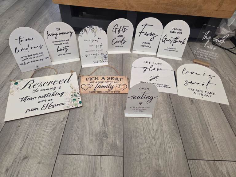 Selection of acrylic wedding signs