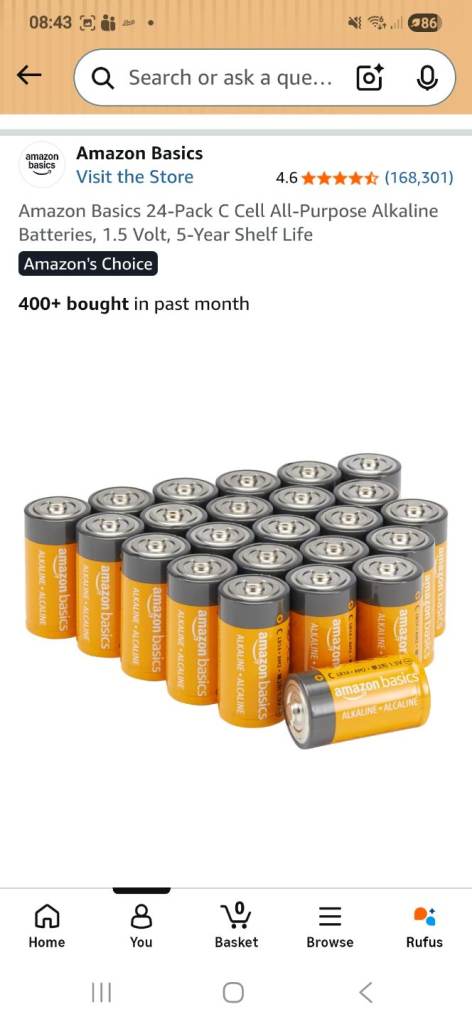 24x C cell 1.5V batteries unused