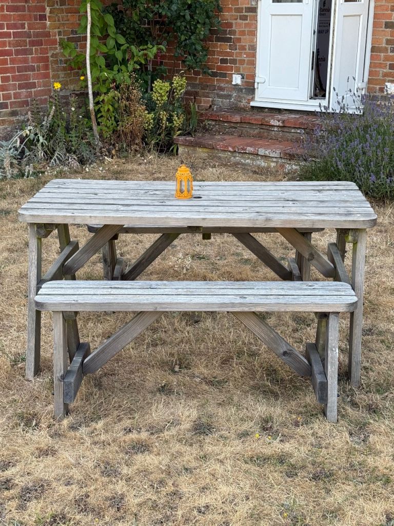 Wooden Picnic Table with Benches – Good Condition
