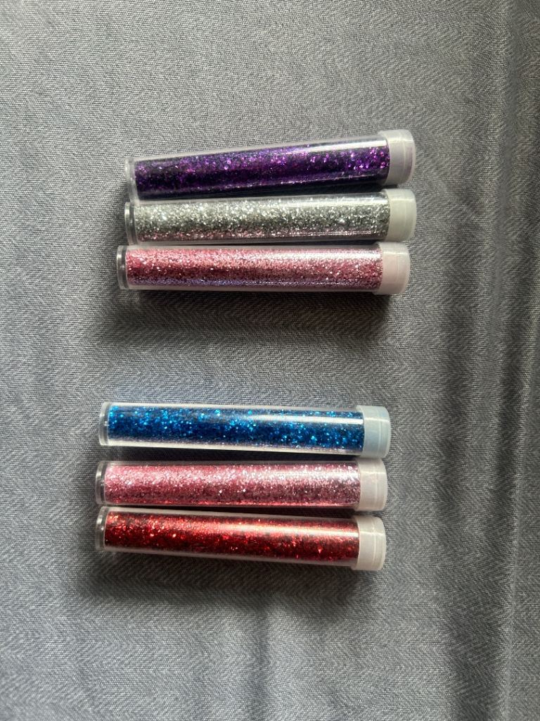 Set of 6 glitter tubes 