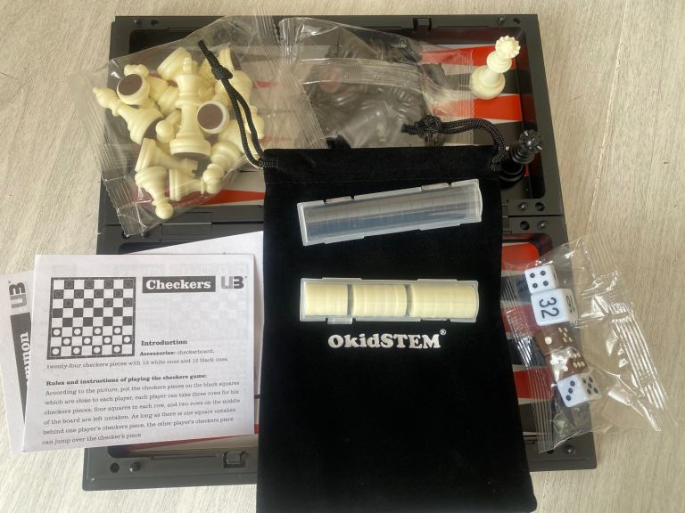 BRAND NEW IN BOX 3 in1 Folding Magnetic Board Game Set Chess Checkers Backgammon Games Set.