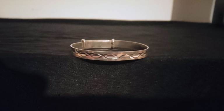 Vintage Solid Stirling Silver Christening Bracelet