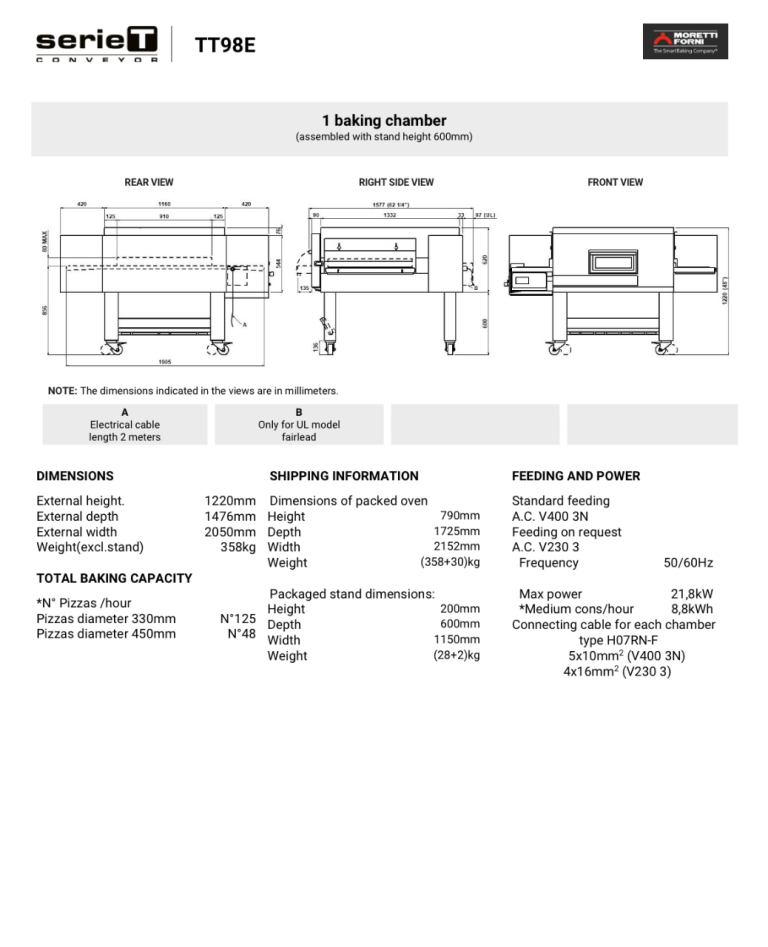 Moretti Forni TT98E-Professional Electric Tunnel Pizza Oven