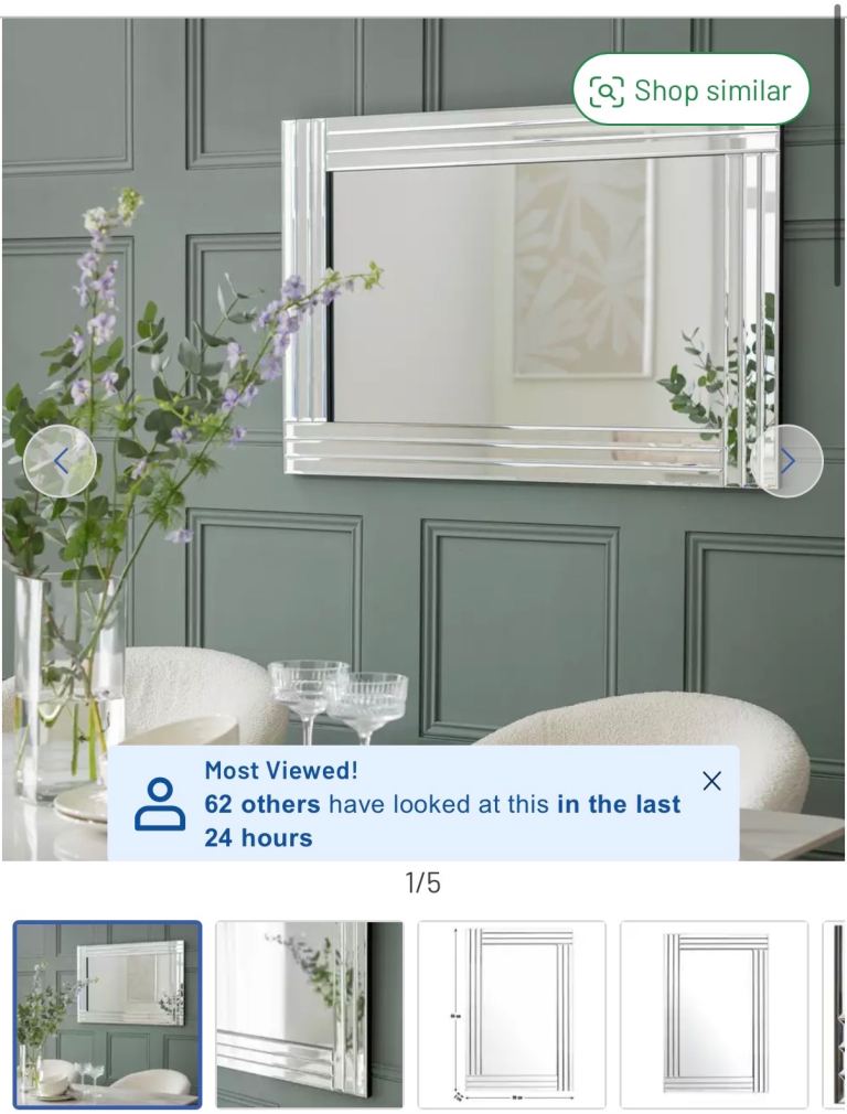 Bevelled Wall Mirror - very good condition - 120cmx80cm