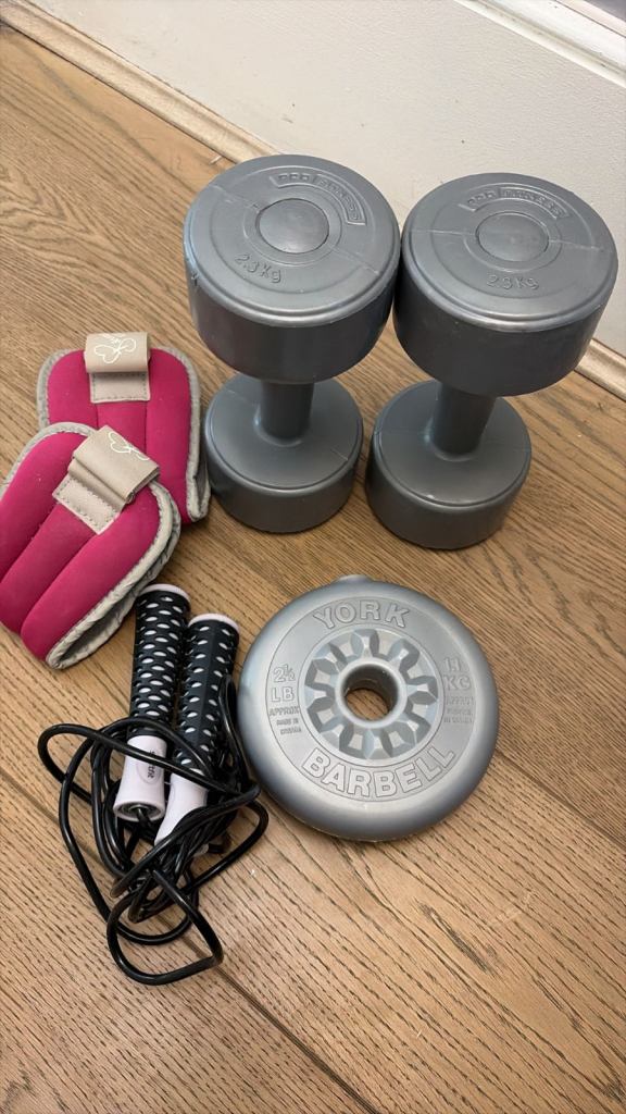 Mix of Gym Equipment (Weights, Dumbbell, Skipping Rope etc) 