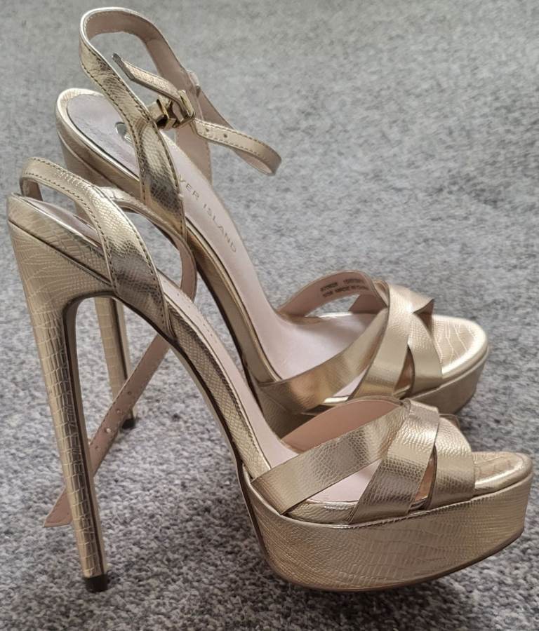 River Island gold heels size 5 