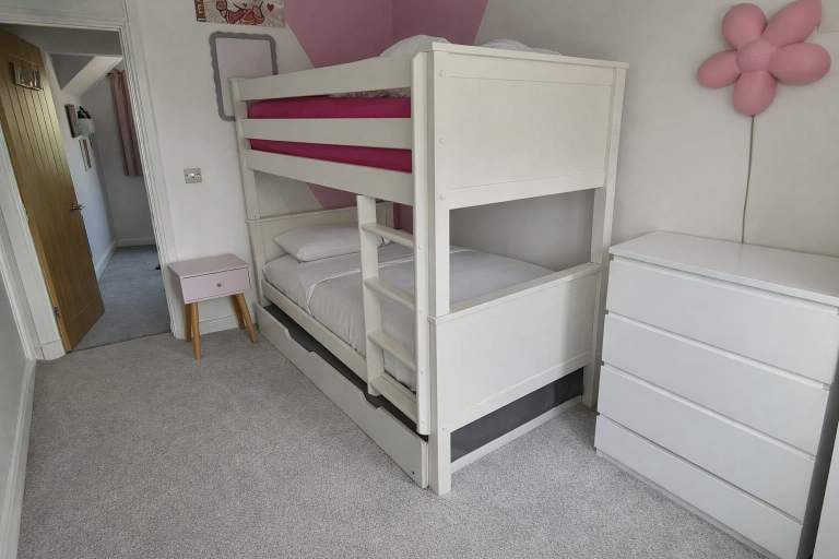 White bunk beds