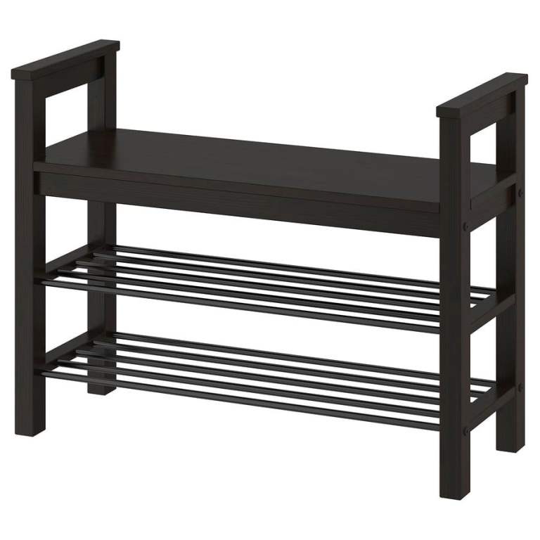 Ikea HEMNES Bench with shoe storage black-brown 85x32x65 cm