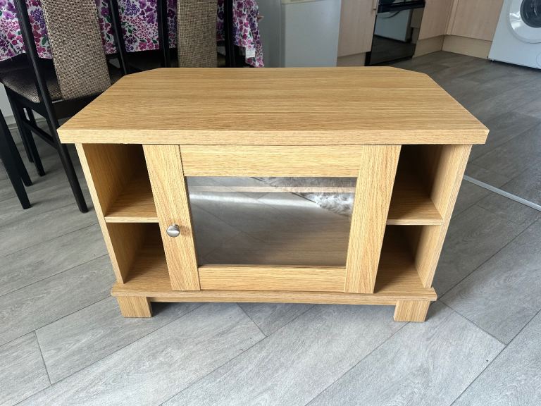 Wooden TV Unit with Glass Door – Good Condition