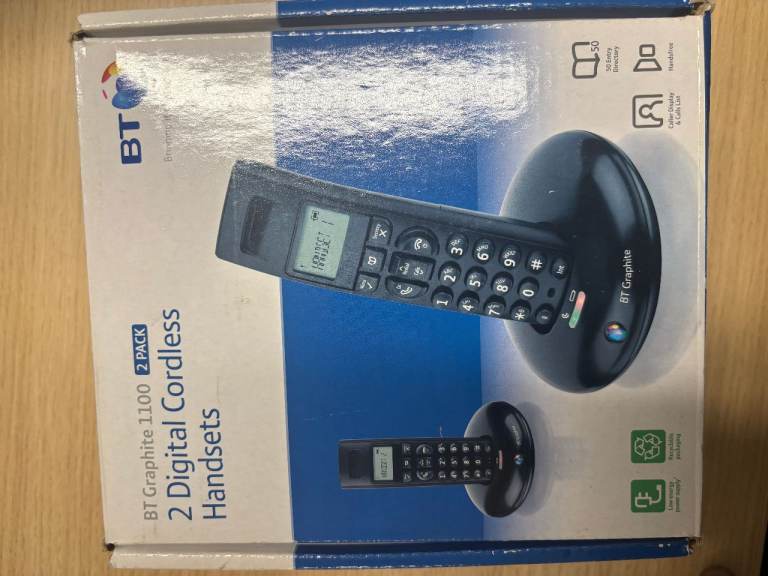 BT Graphite 1100 2 Digital Cordless Handsets - New, Black