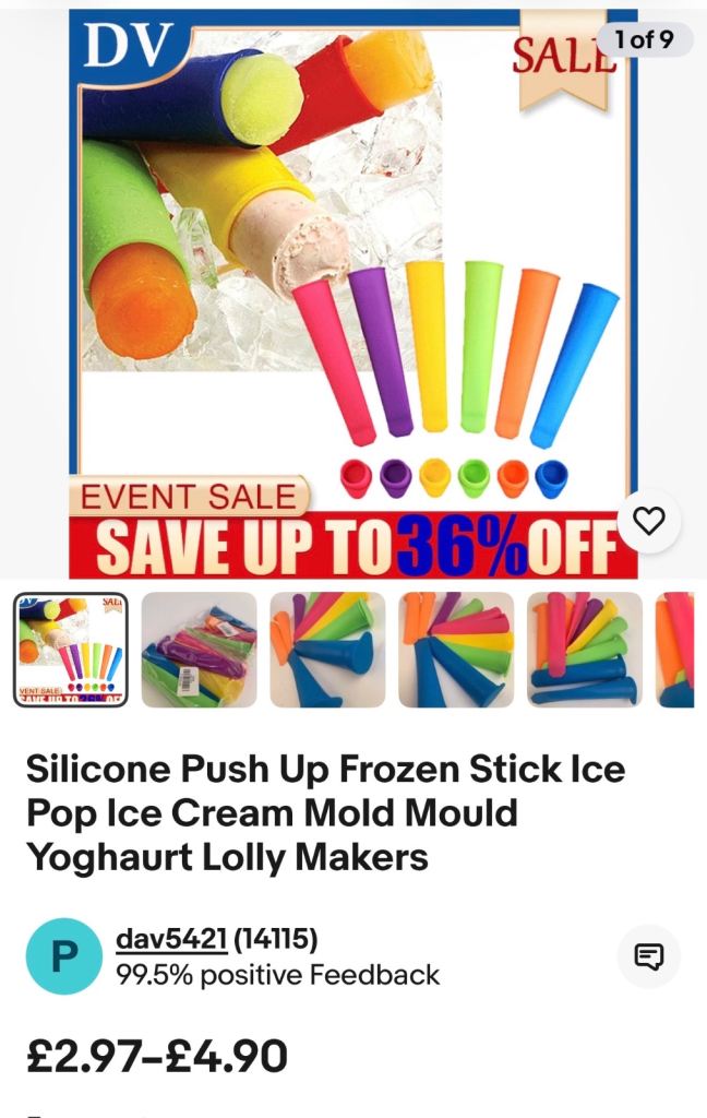 Silicone Push Up Frozen Stick Ice Pop Ice Cream Mold Mould Yoghaurt Lolly Makers 