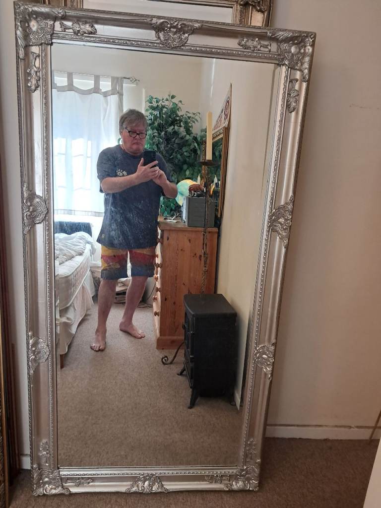 Very Large Silver Ornate Baroque Mirror – Good Condition