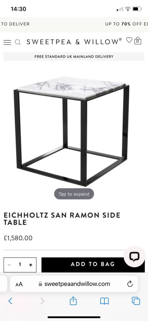 Eiccholtz San Ramon side table - black and marble