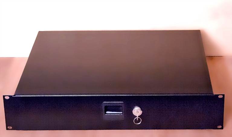 AV Equipment Metal 2U Black Rack Drawer With Lock & Key