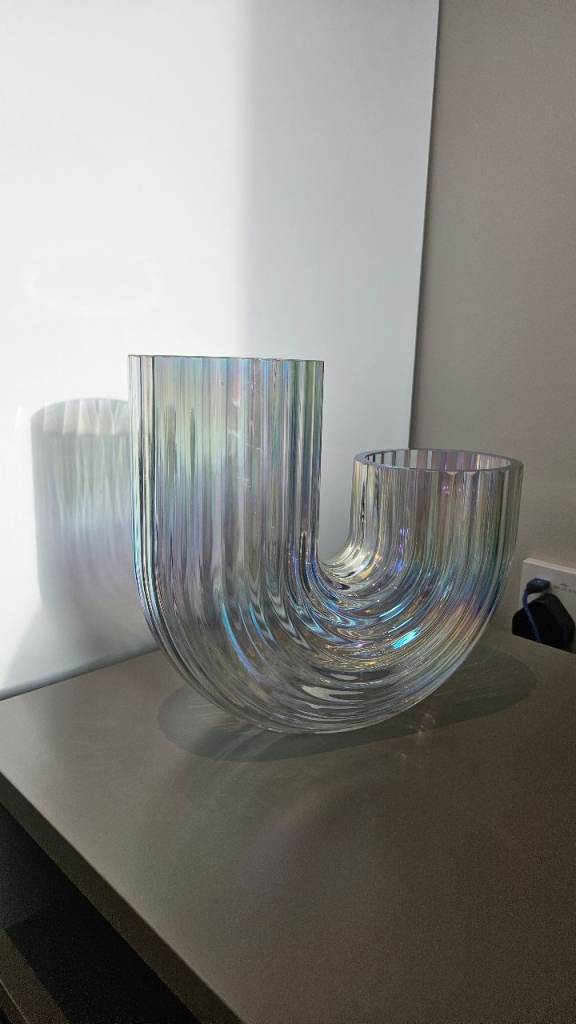 IKEA U-Shaped Mother-of-Pearl Glass Vase / Sculptural Decorative Vase