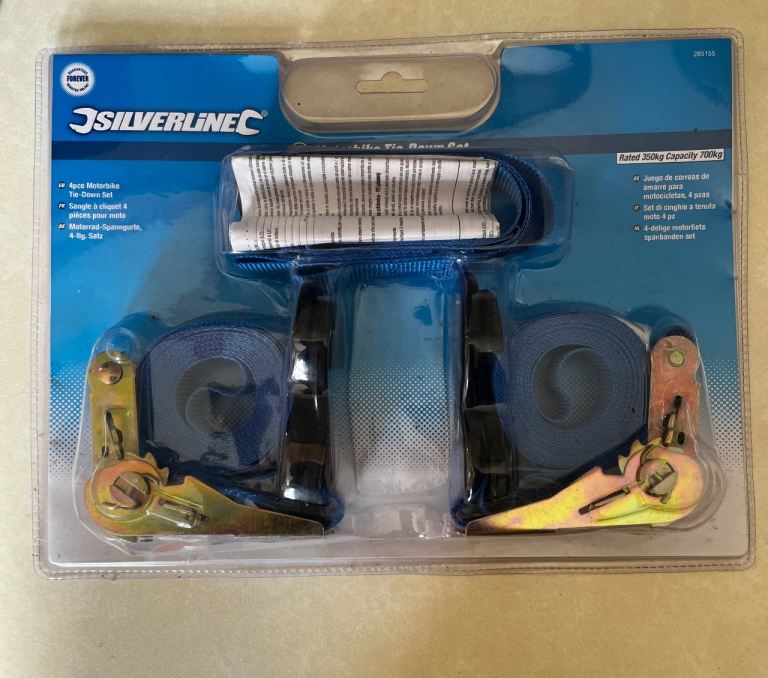 Silverline motorbike tie down clips.
