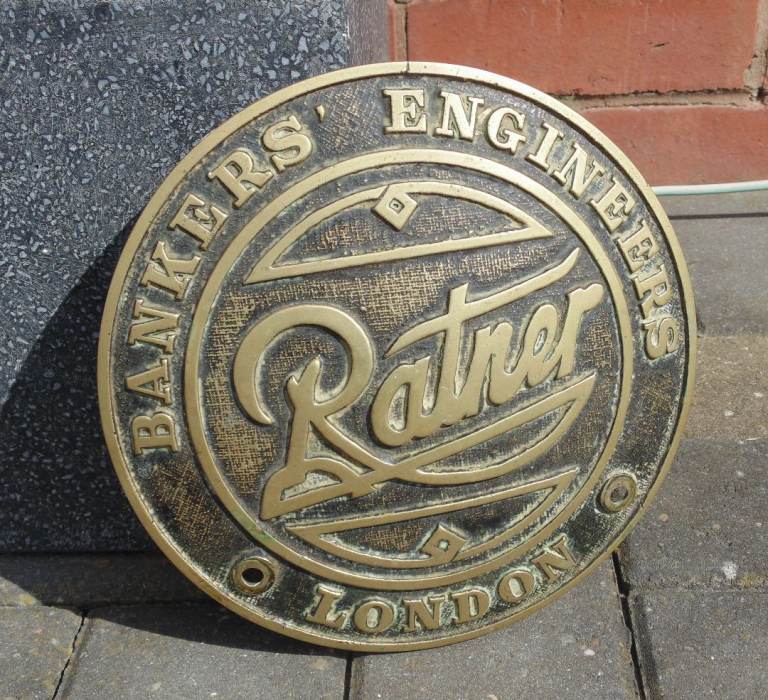 (#1617) Brass bankers enigineers ratner london safe plaque (Pick up or post, Dy4 area)
