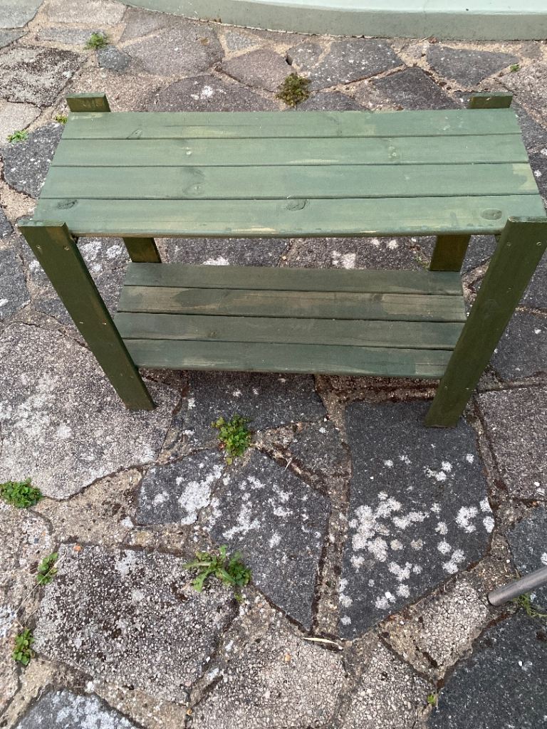 Wooden Garden Bench/Table – Green, Good Condition