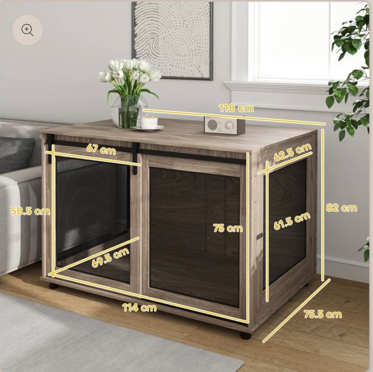 PawHut XL Dog Crate Furniture – Sliding Door, Brown (Excellent Condition)