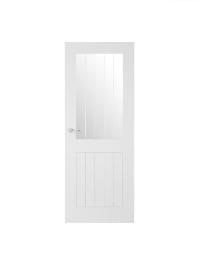 Howdens Holdenby White Primed Clear Glazed Internal Door