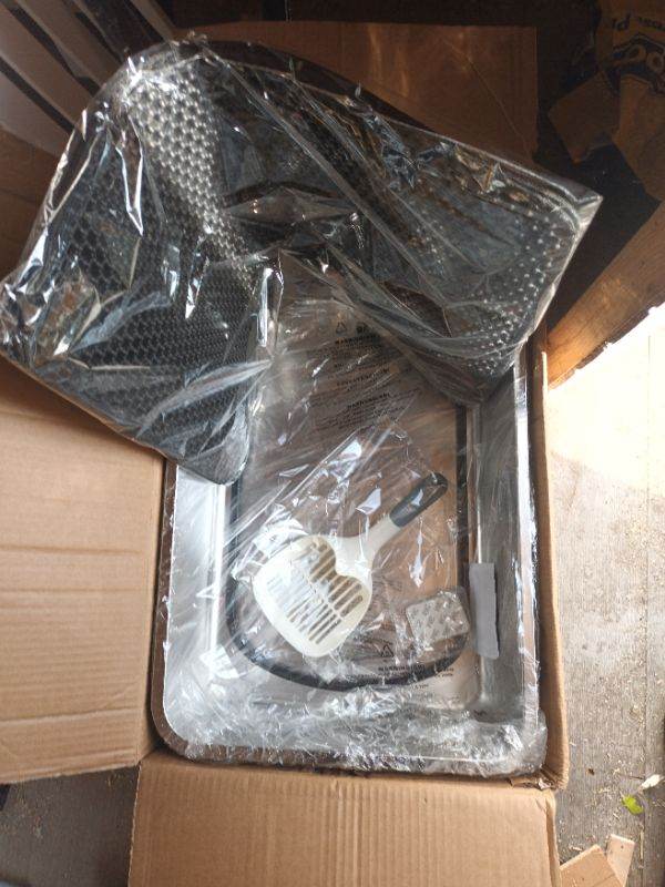 Large stainlees steel cat litter tray with scoop