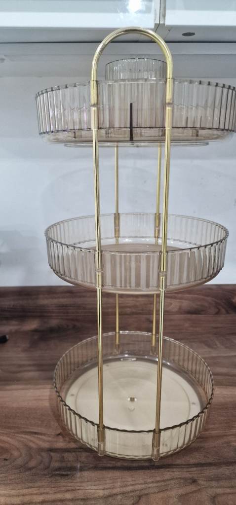 Makeup Organiser Rotating. 3-Tier Round Skincare Organiser, Customisable, Toiletries Cosmet