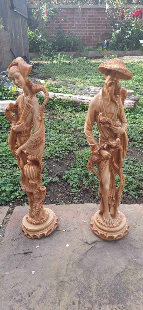 Pair Of Oriental Tall Resin Figures